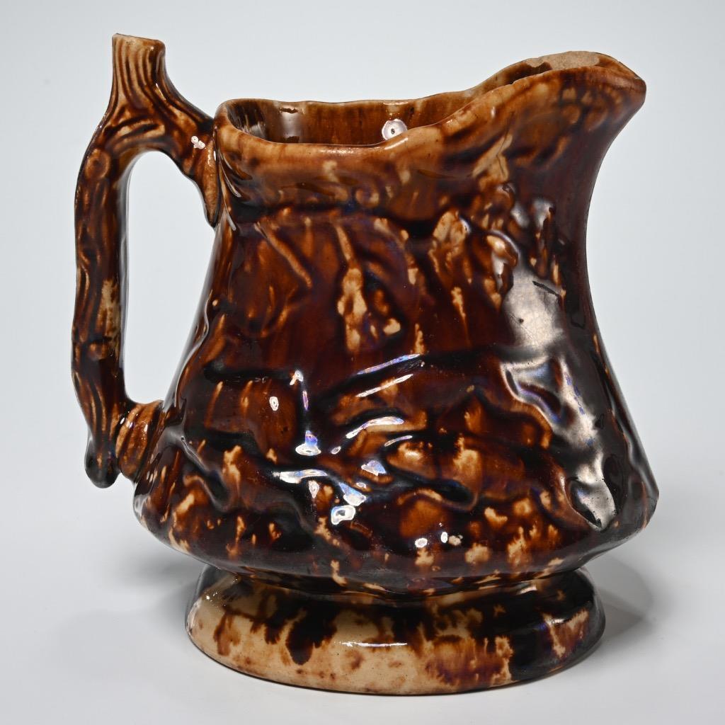 Rockingham Glazed Yellow Brown Ware Hunting Hounds Stag Scene Pitcher 19th C