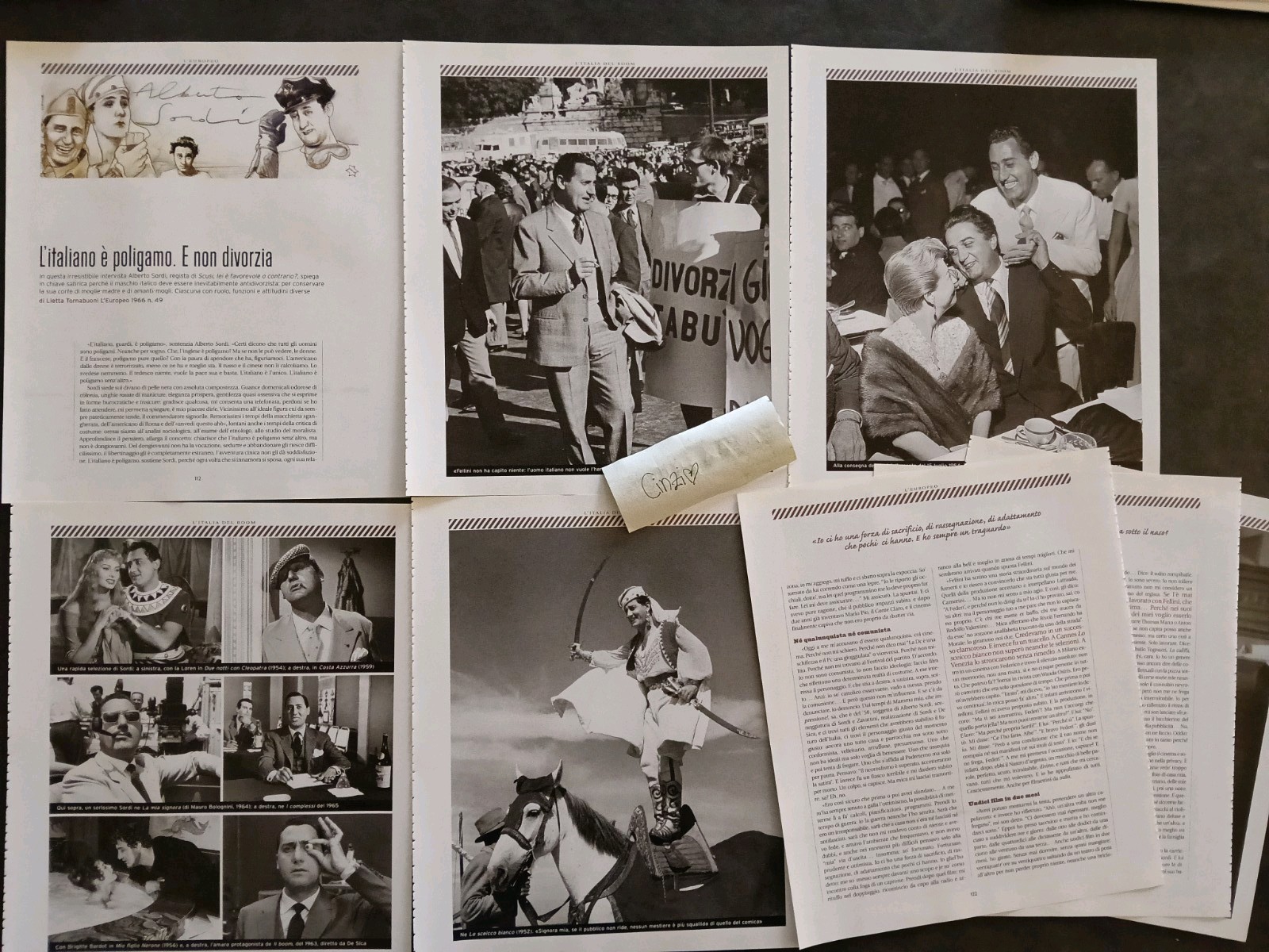 ALBERTO SORDI ARTICLE Clipping Cutout ALBERTO SORDI ARTICLE Clipping Cutout