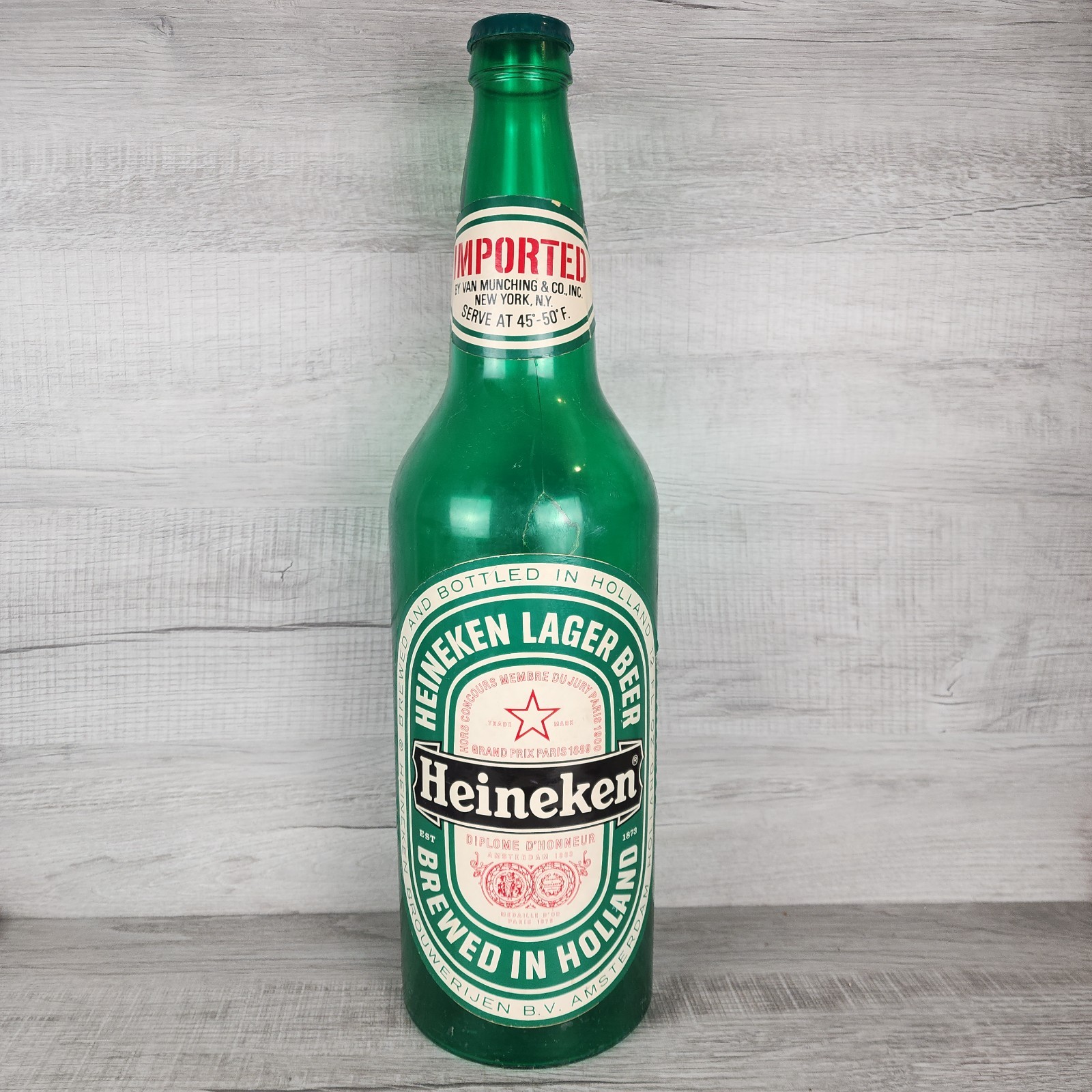 Vintage 1970's Heineken Dark Green Display Beer Bottle Brewery Amsterdam 24