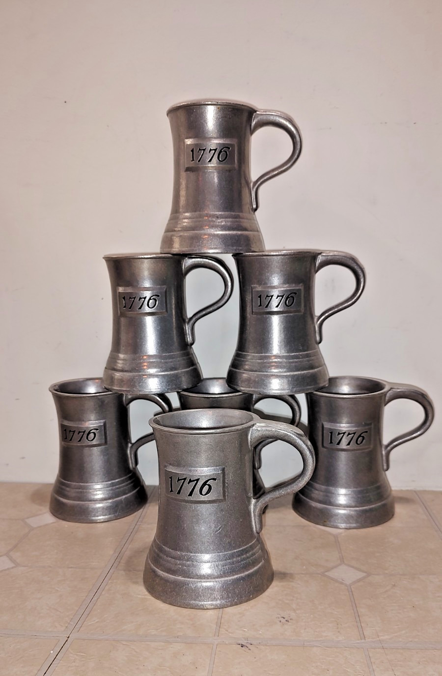 7 AVAILABLE Wilton Columbia PA 1776 Pewter Tankard Stein Beer Mug Noggin VTG