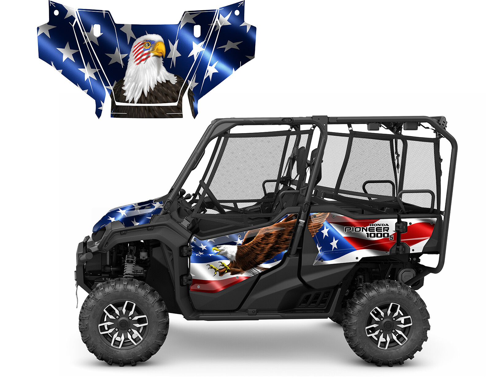 2016-25 Honda Pioneer 1000-5 Limited graphics wrap kit American Flag Bald Eagle
