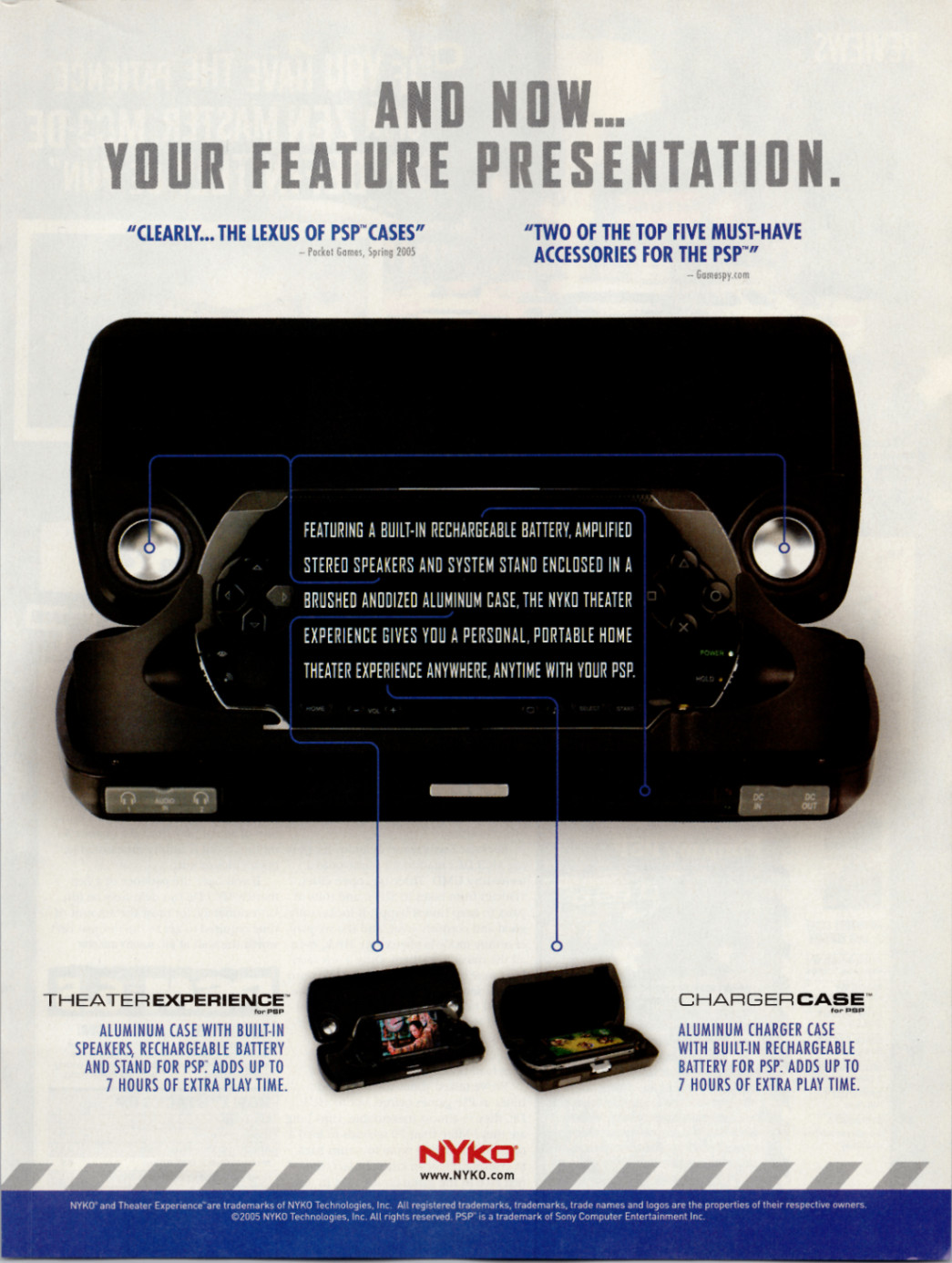 NYKO PSP TheaterExperience ChargerCase Ad Original Poster Original Print 2005 NYKO PSP TheaterExperience ChargerCase Ad Original Poster Original Print 2005