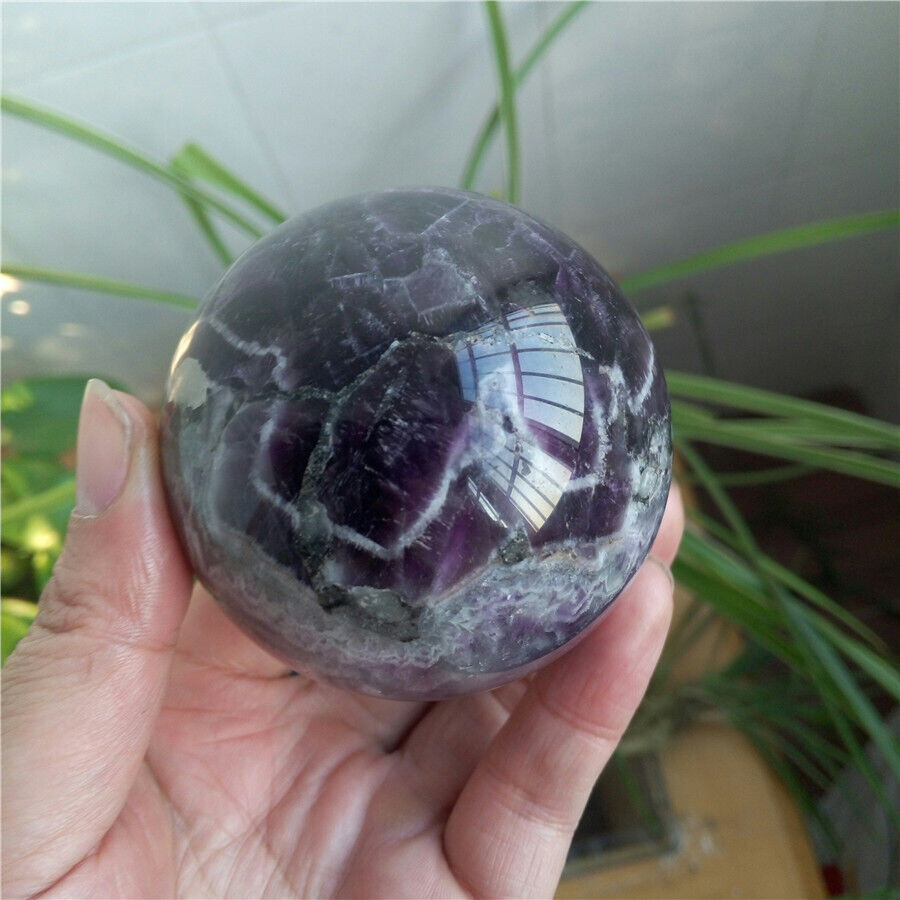 502g Natural Dream Amethyst Quartz Crystal Sphere ball Healing #B37