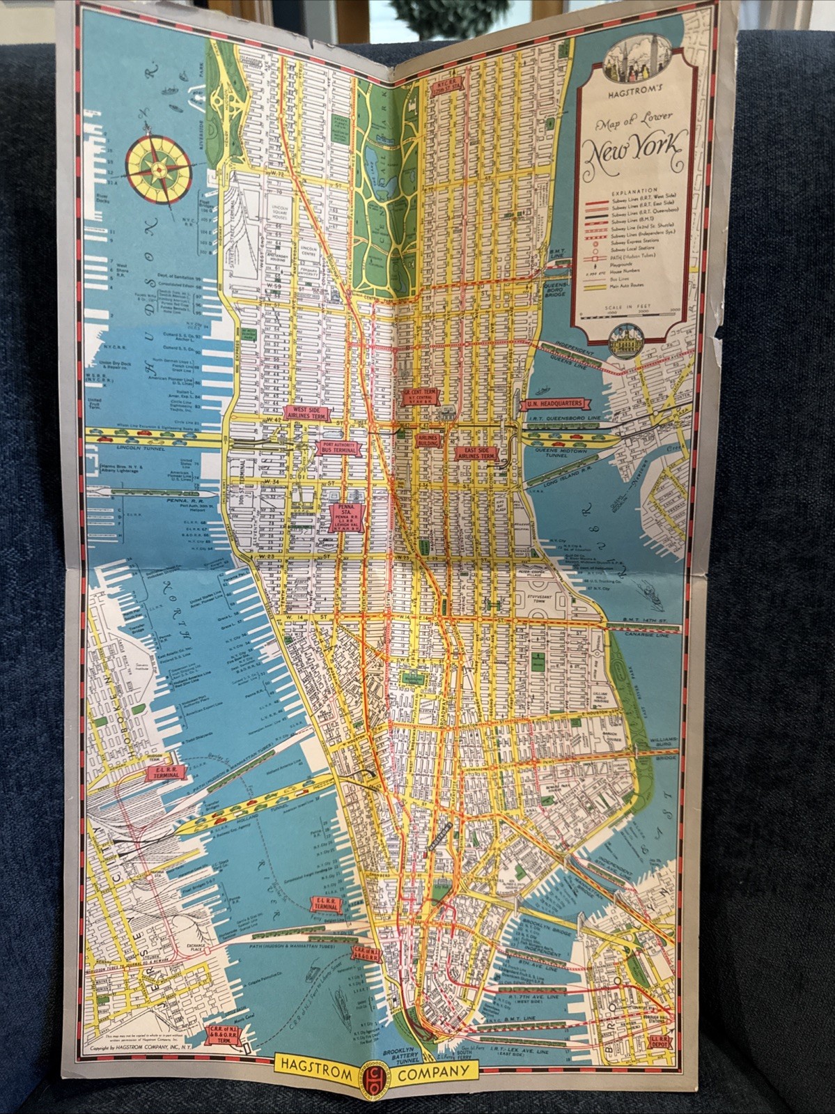 Hagstroms Vintage New York Map House Number & Subway Guide 1955-1960 12”x18.5” Hagstroms Vintage New York Map House Number & Subway Guide 1955-1960 12”x18.5”