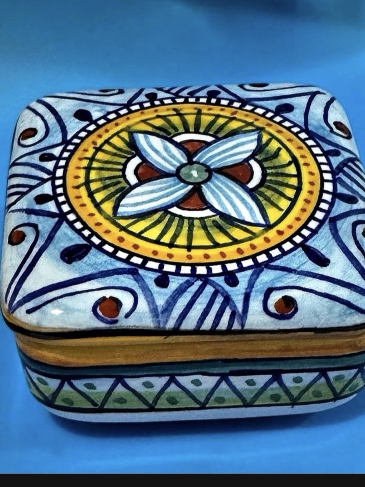 Fusco Amalfi Vintage Hand Painted Trinket Box Made In Italy Signed