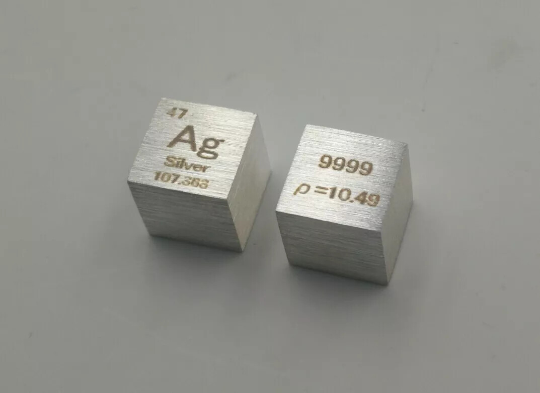 1PC 10mm Metal Silver Cube 99.99% Pure Ag Density Specimen Element Collection