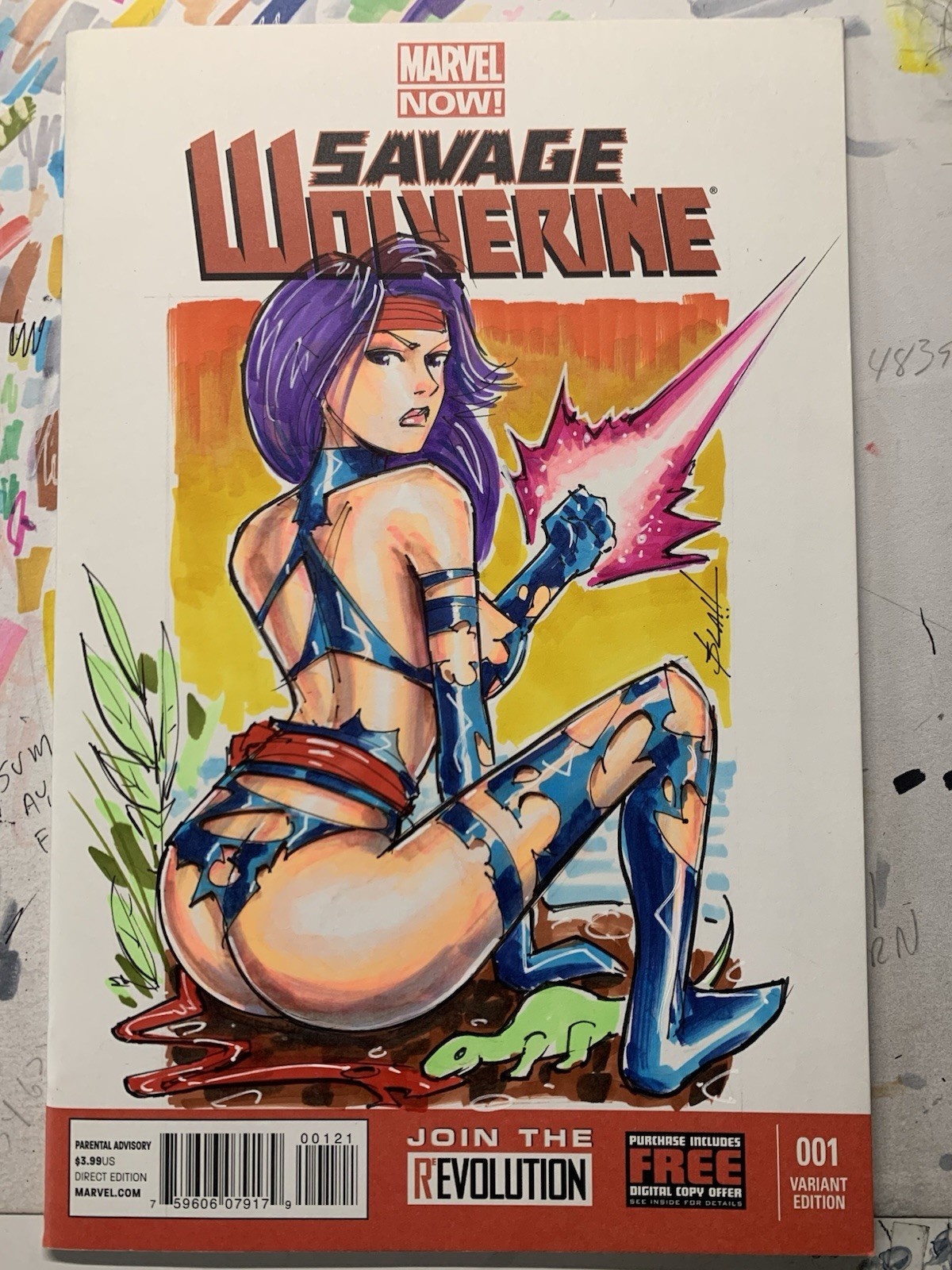 Savage Wolverine 1 Original Sketch Cover Variant Psylocke
