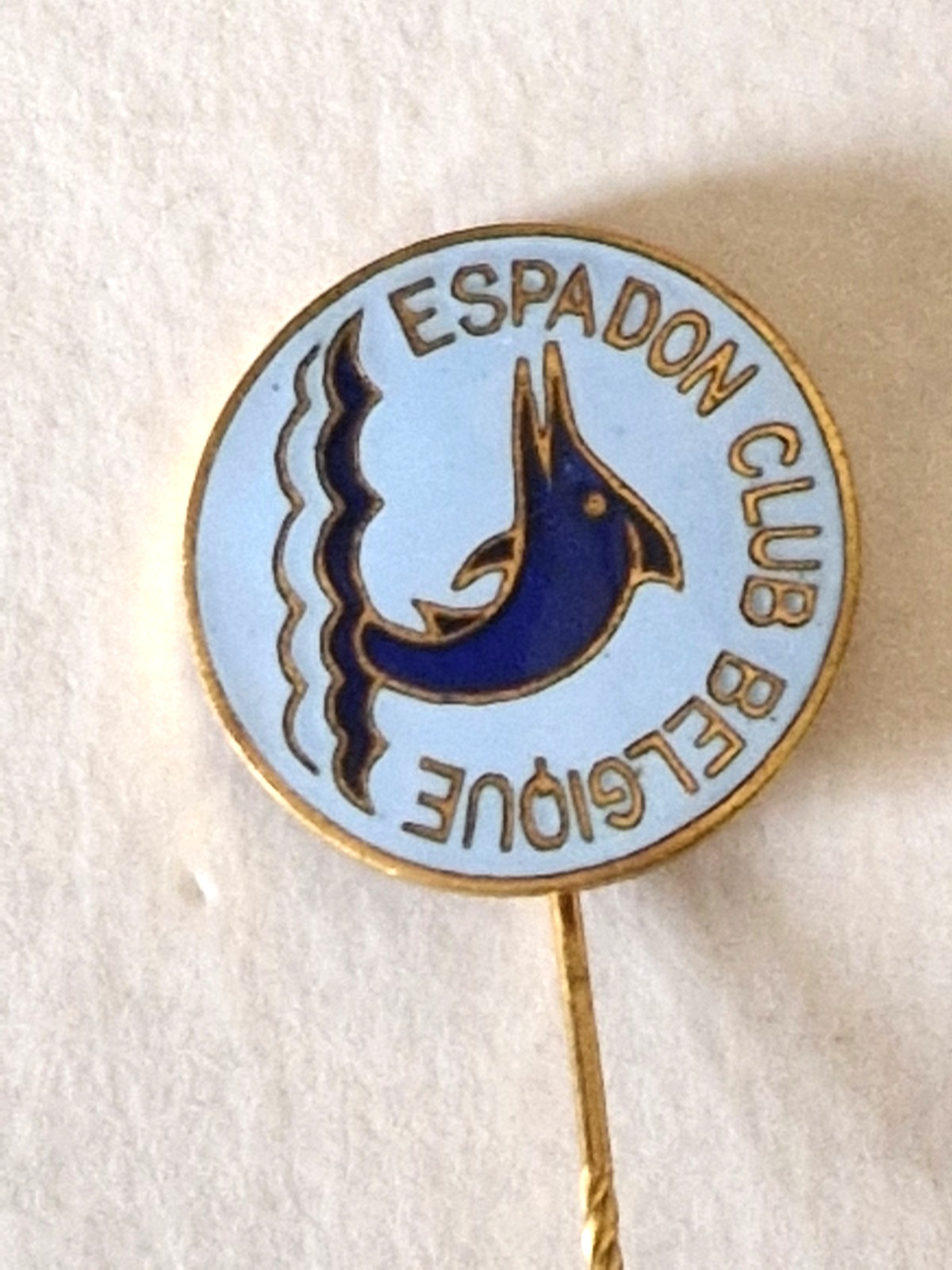 Vintage Espadon Club Belgique Enamel Stick Pin Badge - 1970s Belgium Swimming Sp