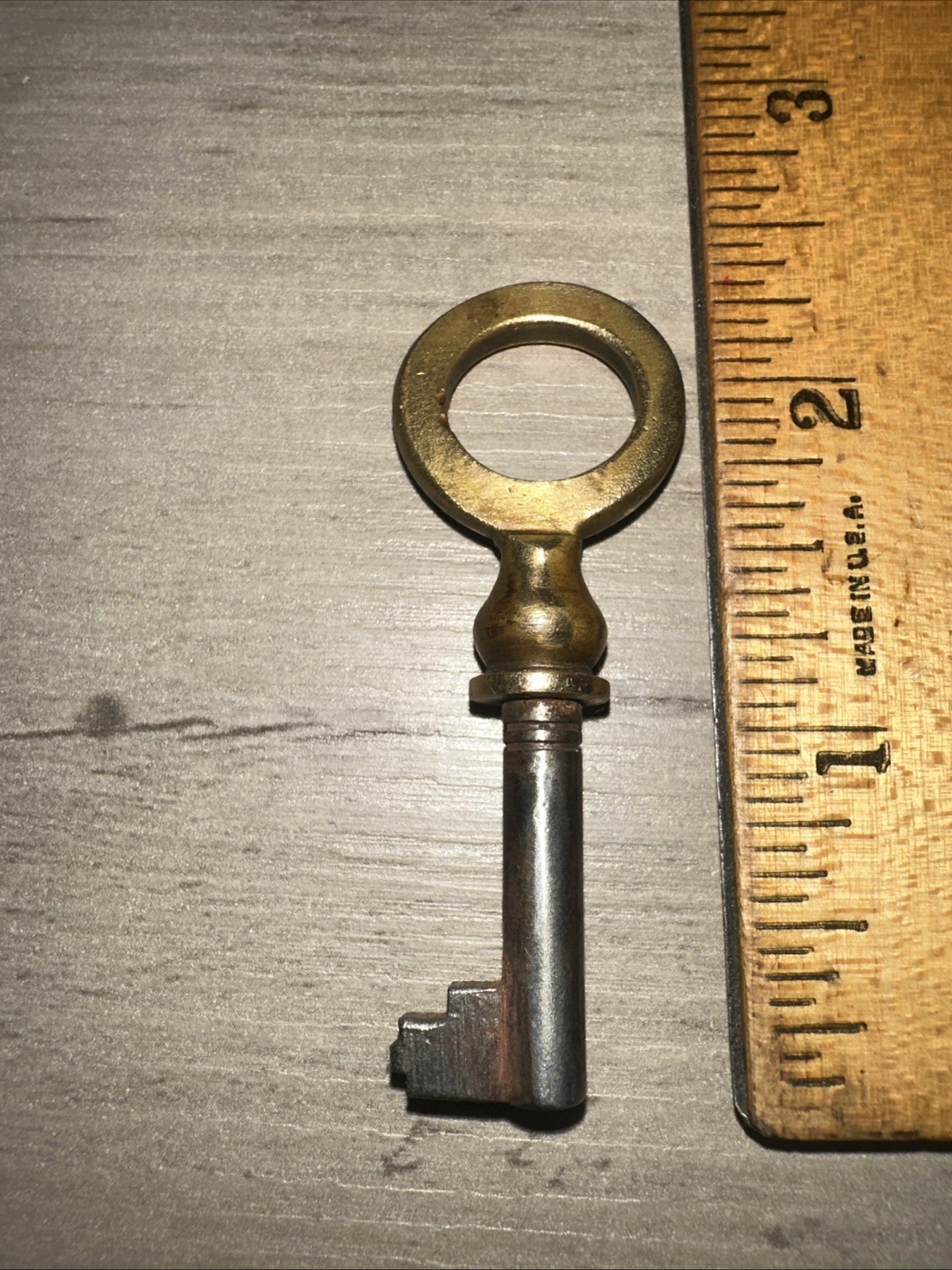 Antique Hollow Barrel Skeleton Key, Brass & Steel Legit Antique Key ￼