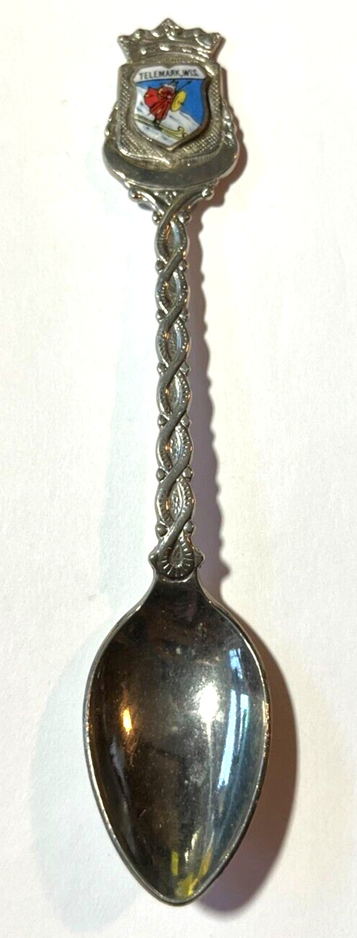 Vintage Collector Spoon Skiing Viking Telemark, Wis. Souvenir Made in Holland