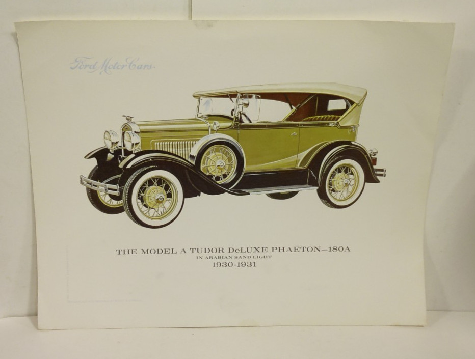 Vintage Ford Motor Cars Model A Print 1930-1931 Tudor DeLUXE PHAETON-180A