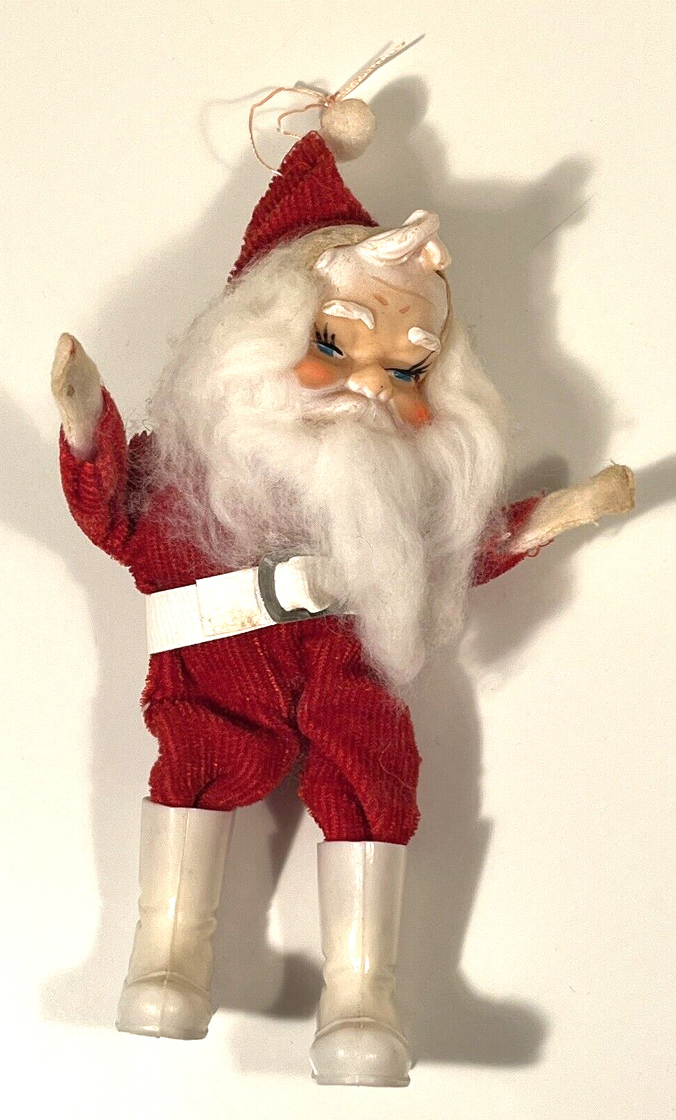 Vintage Rubber Faced Santa Claus Bendable Christmas Ornament Figure MCM JAPAN 7\