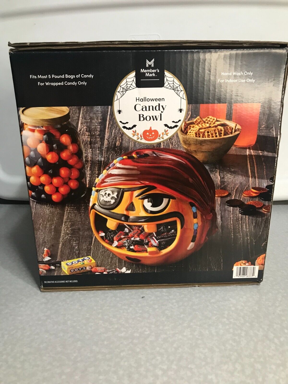 Member's Mark Halloween Ceramic Candy Bowl, Pirate BNIB