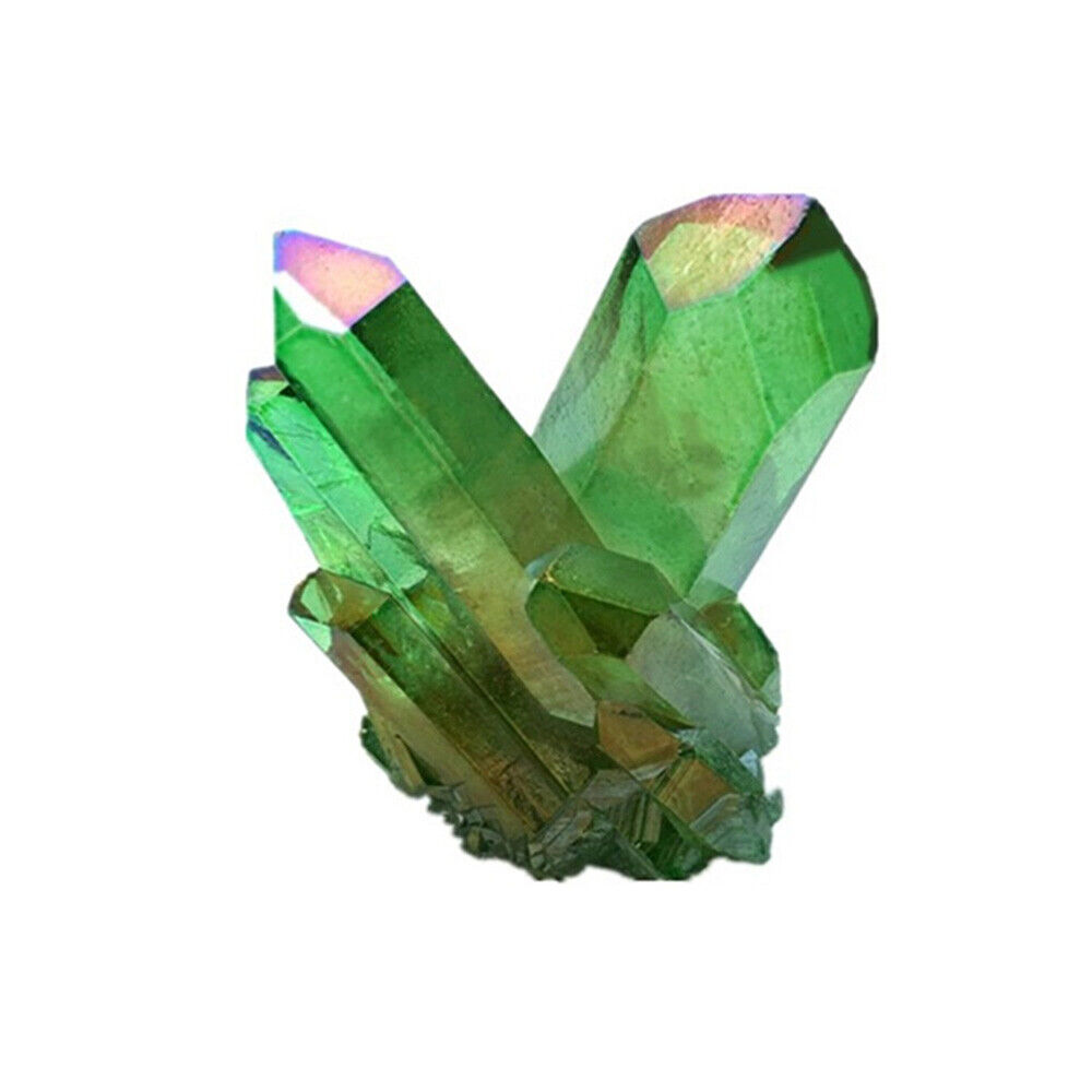 1PC 50g-80g Plating Green Crystal Cluster Quartz Mineral Reiki Stone Decor US