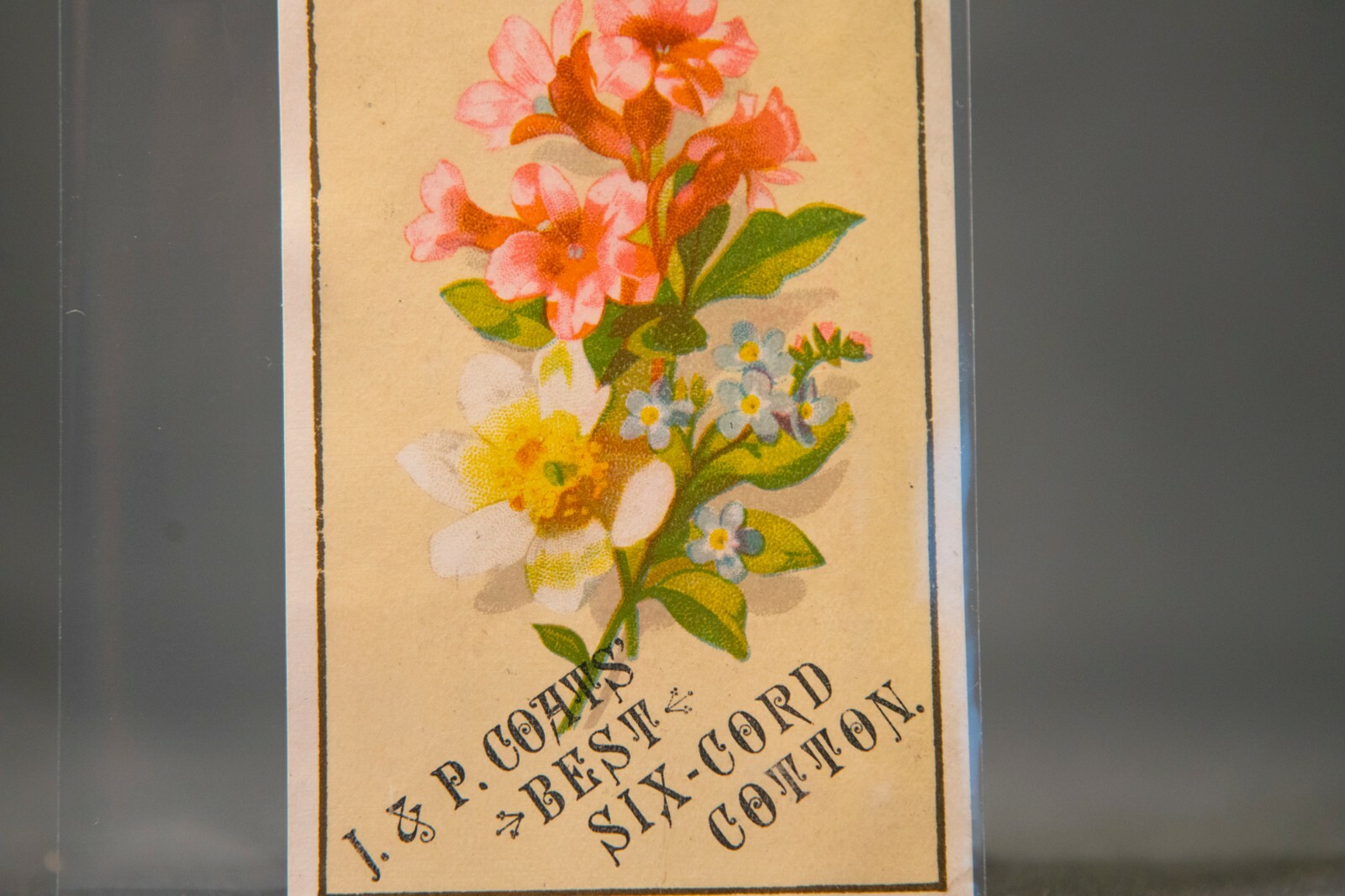 Advertisement Lithograph Card, Antique J&P Coats Best Cottom Advertisement