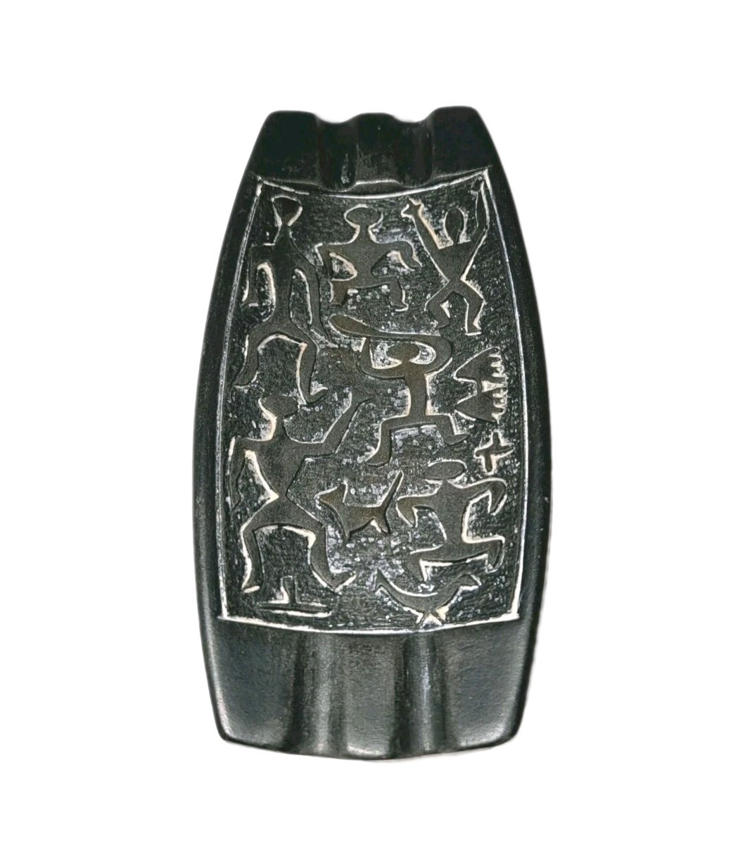 Vtg Coco Joes Ashtray Petroglyph Black Lava Hawaii Volcano Ash Hawaiian Tiki Bar