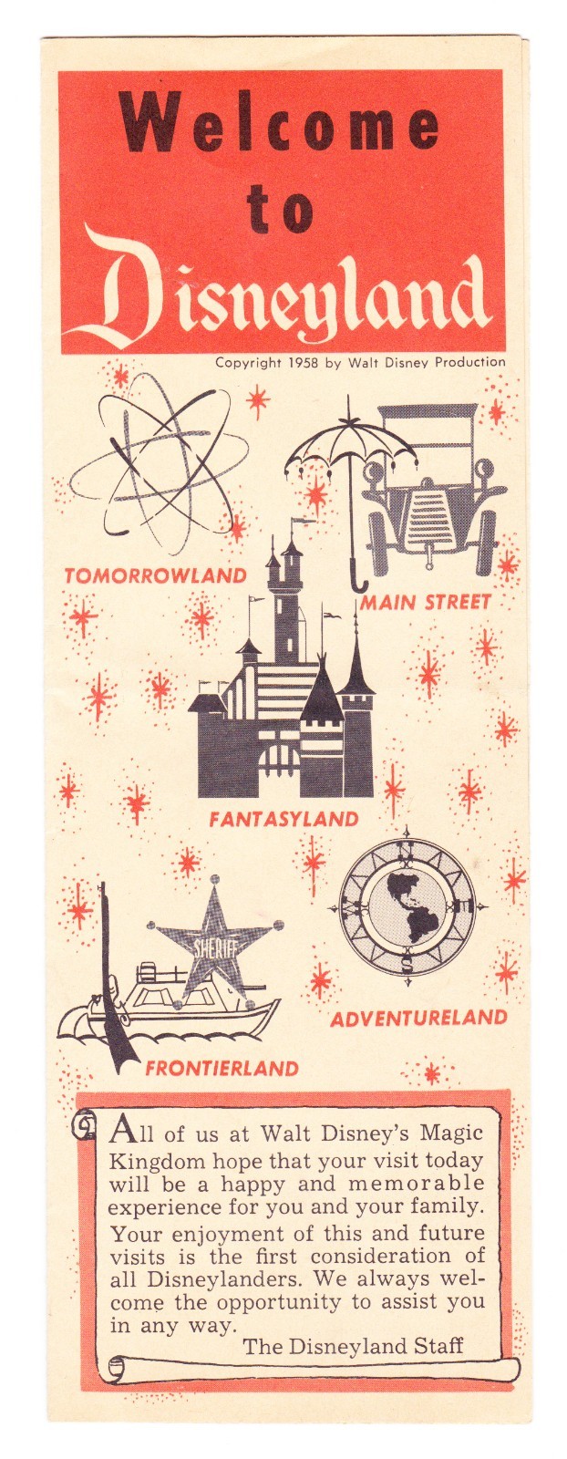 Vintage1958 Five Lands Disneyland Brochure Disney Park Map Pamphlet Tomorrowland