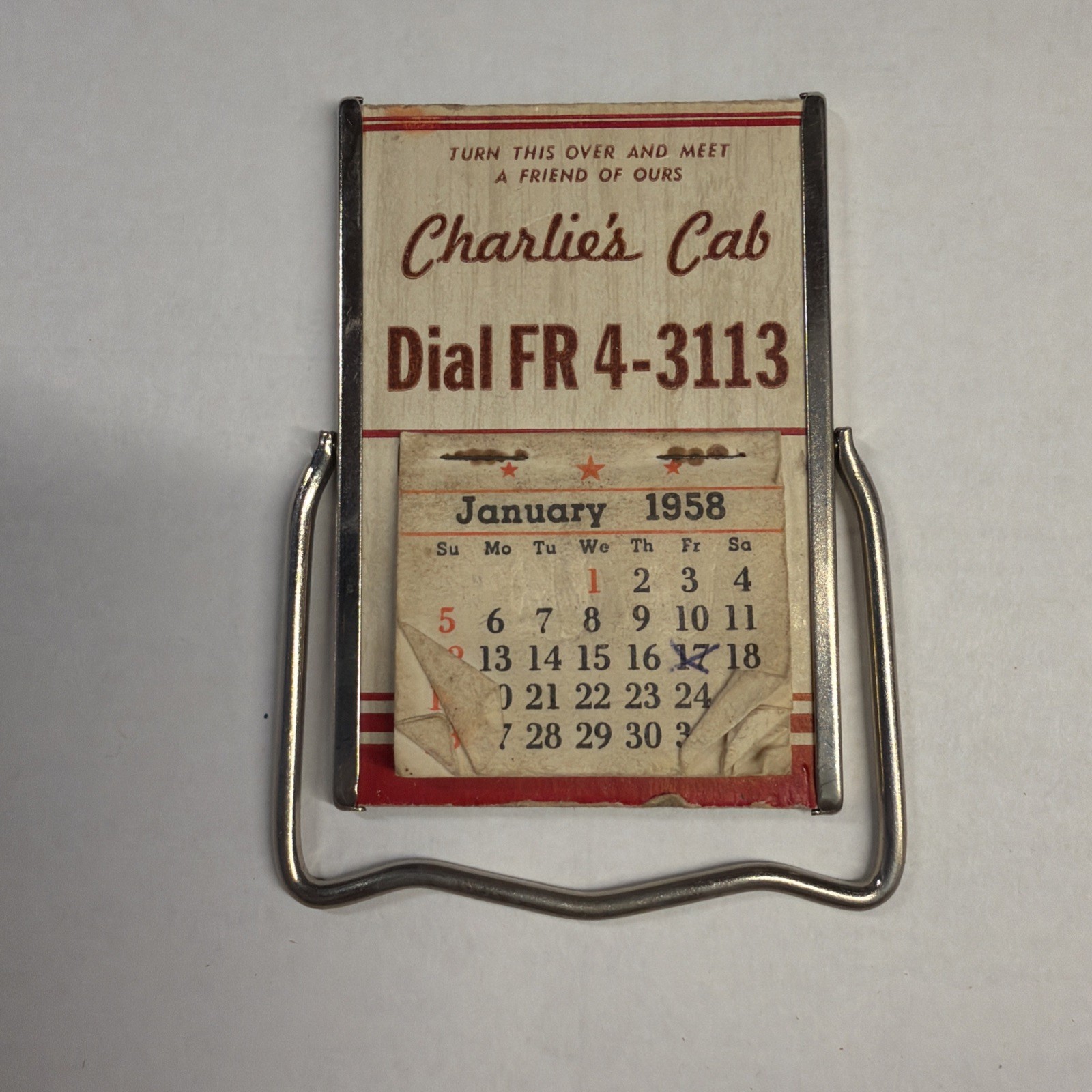 Ad Small Desk Mirror/Calendar 1958 \