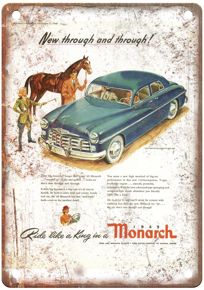 Vintage 1949 Monarch Ad Retro Look Metal Sign A6711