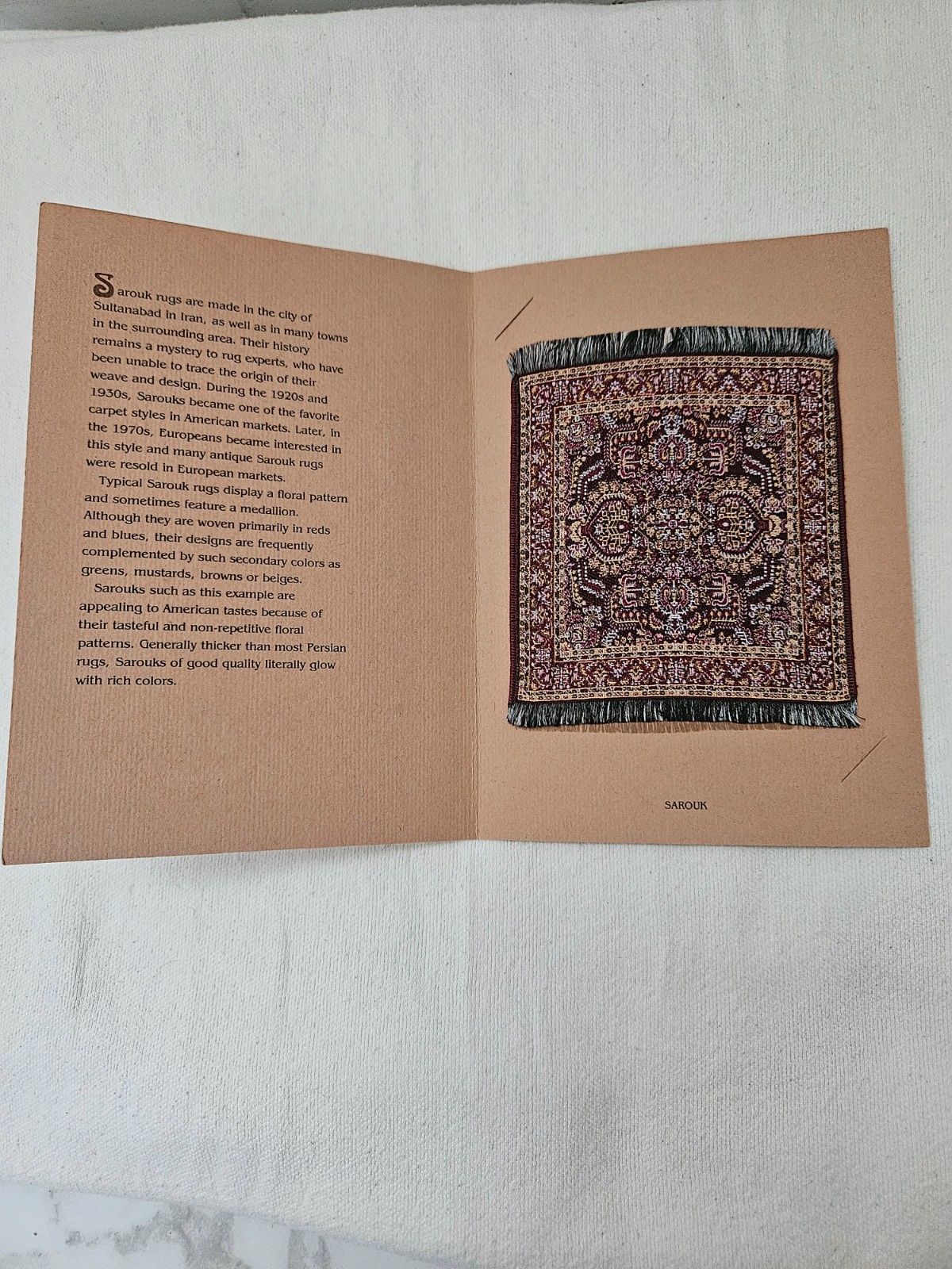 Miniature Franklin Mint Oriental Rug - SAROUK- in a Card