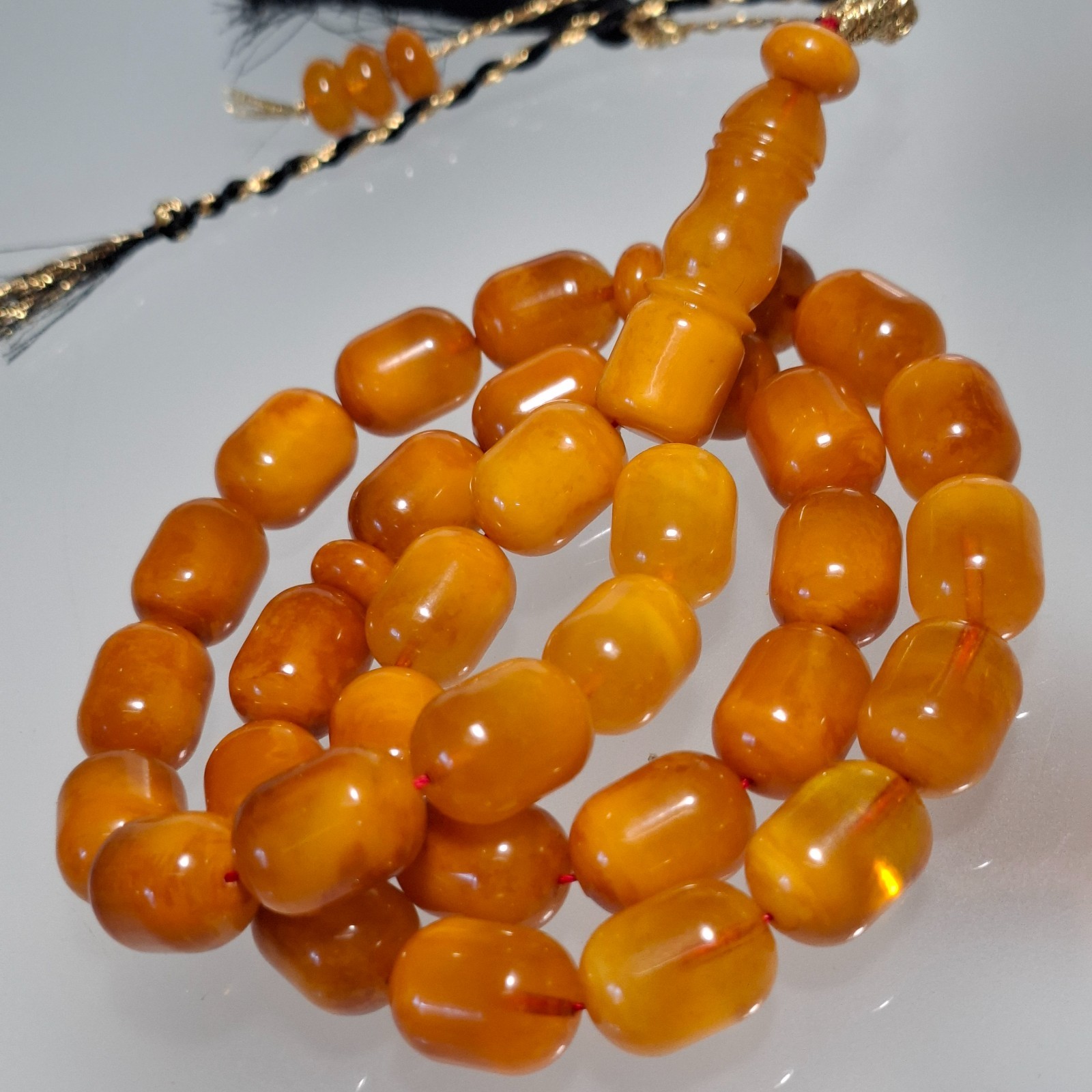 Amber Rosary – 33 Oval Beads, 13 mm, Golden Brown Amber Rosary 83gram