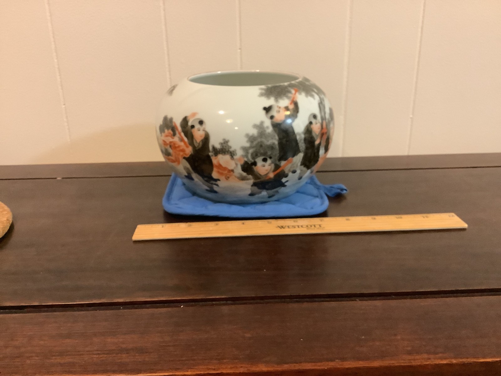 Vintage Chinese Famille Rose Porcelain Jar, Children Playing, Qianlong Mark