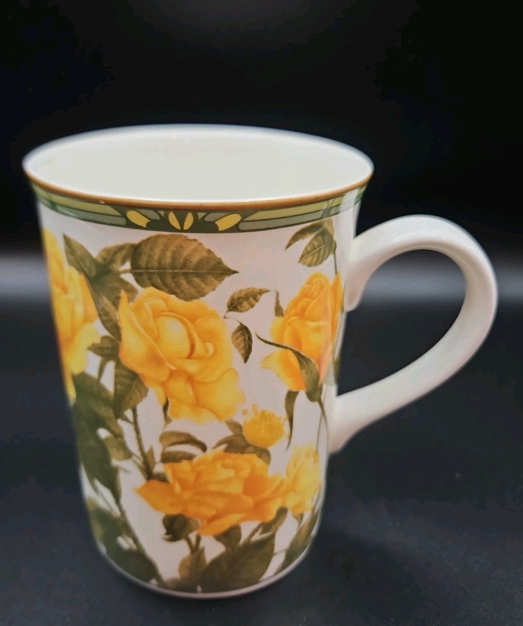 Vintage Royal Canterbury Mug, Cup, Tea Cup. Yellow Roses Fine Bone China 9 oz