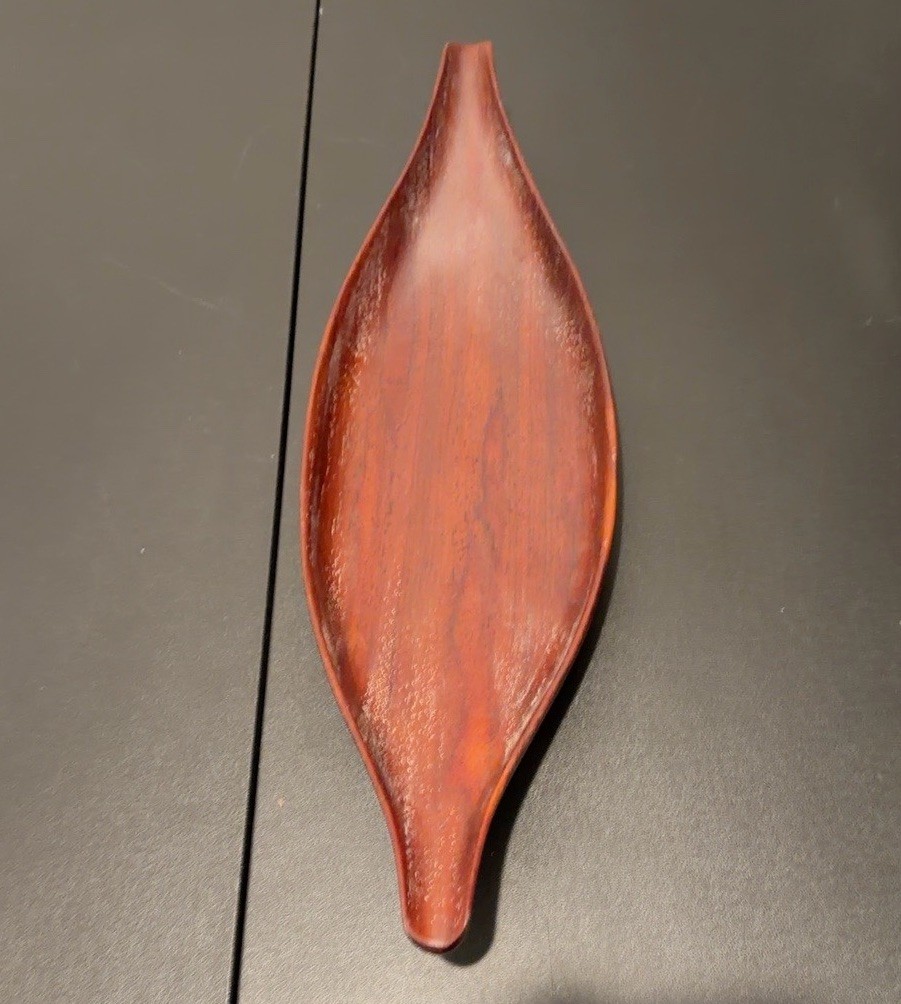 ANRI Form Italy Teak Wood Leaf Serving Tray MCM 1960s Sculptural 18”