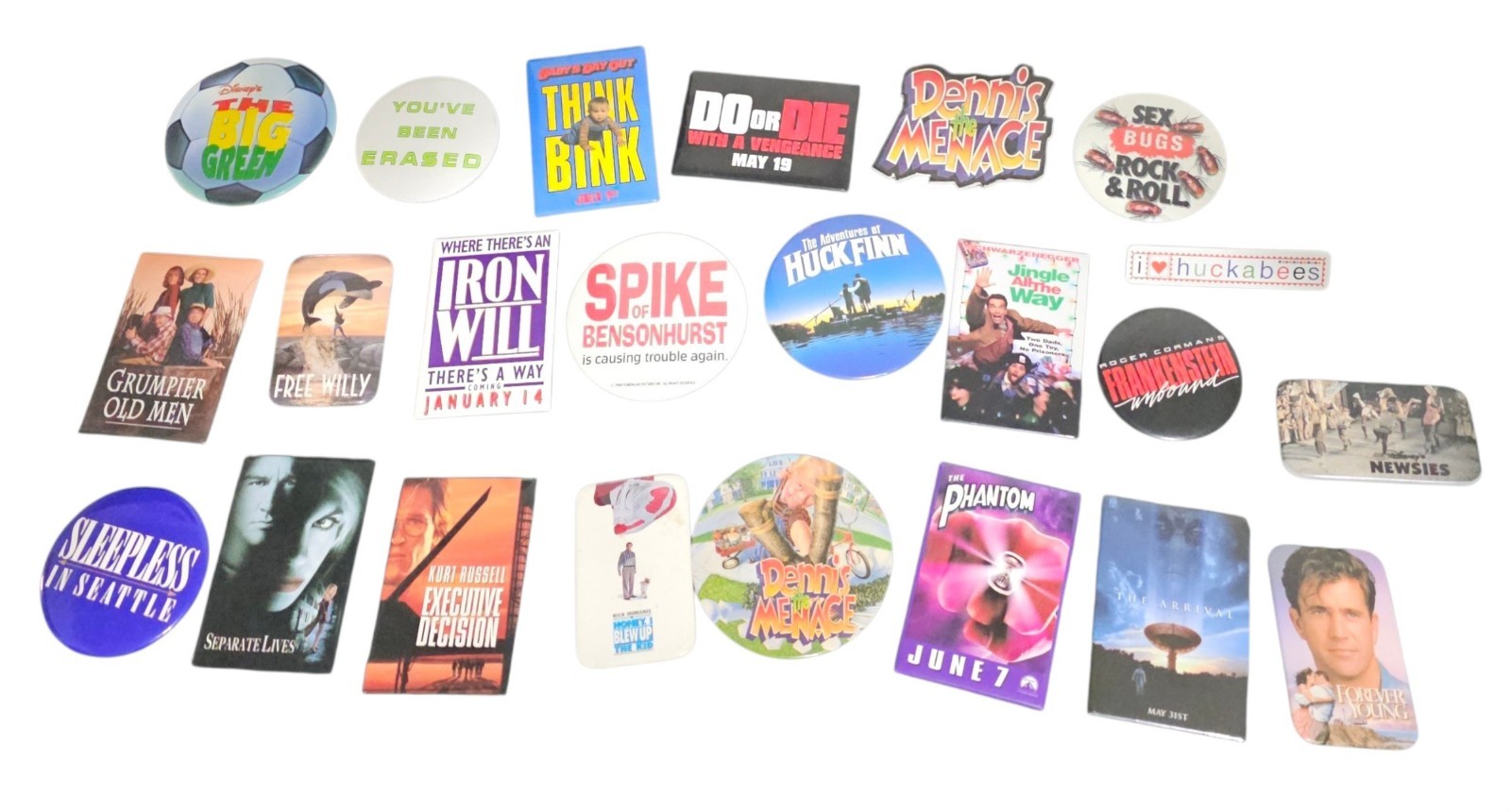 Vtg 90s Movie Promo VHS Release 23 Pinback Button Lot Free Willy Jingle all Way