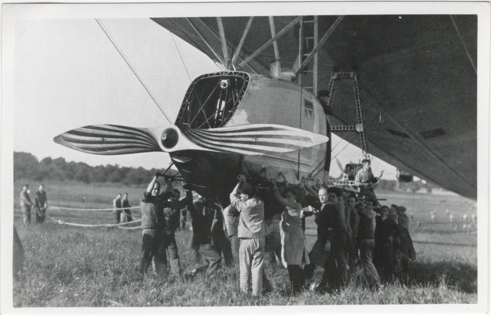 Vintage Graf Zeppelin LZ-127 Airship Ground Crew Propeller Photo Postcard Vintage Graf Zeppelin LZ-127 Airship Ground Crew Propeller Photo Postcard