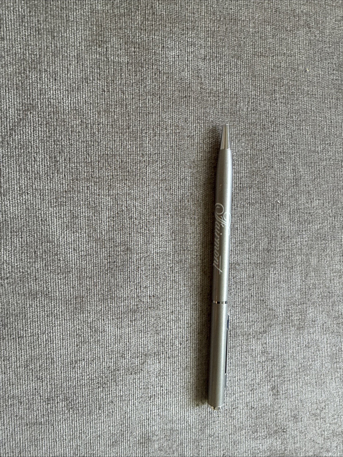 Vintage Fairmont Hotel Twist Black Ink Ball Point Silver/Gray Metal Pen