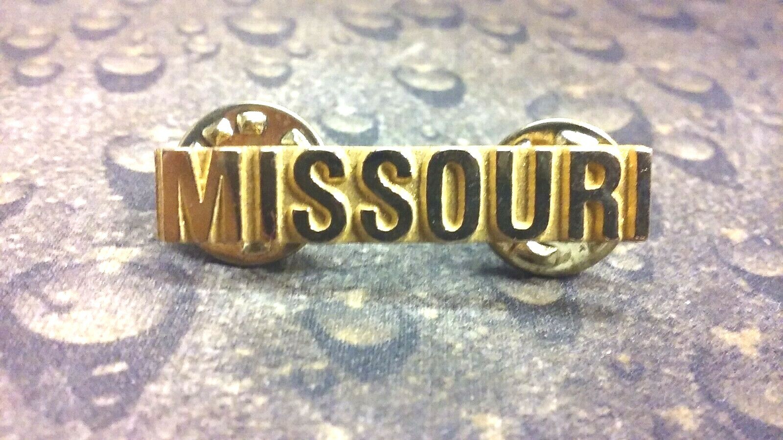 Missouri state bar pin goldtone metal double butterfly clutch back 