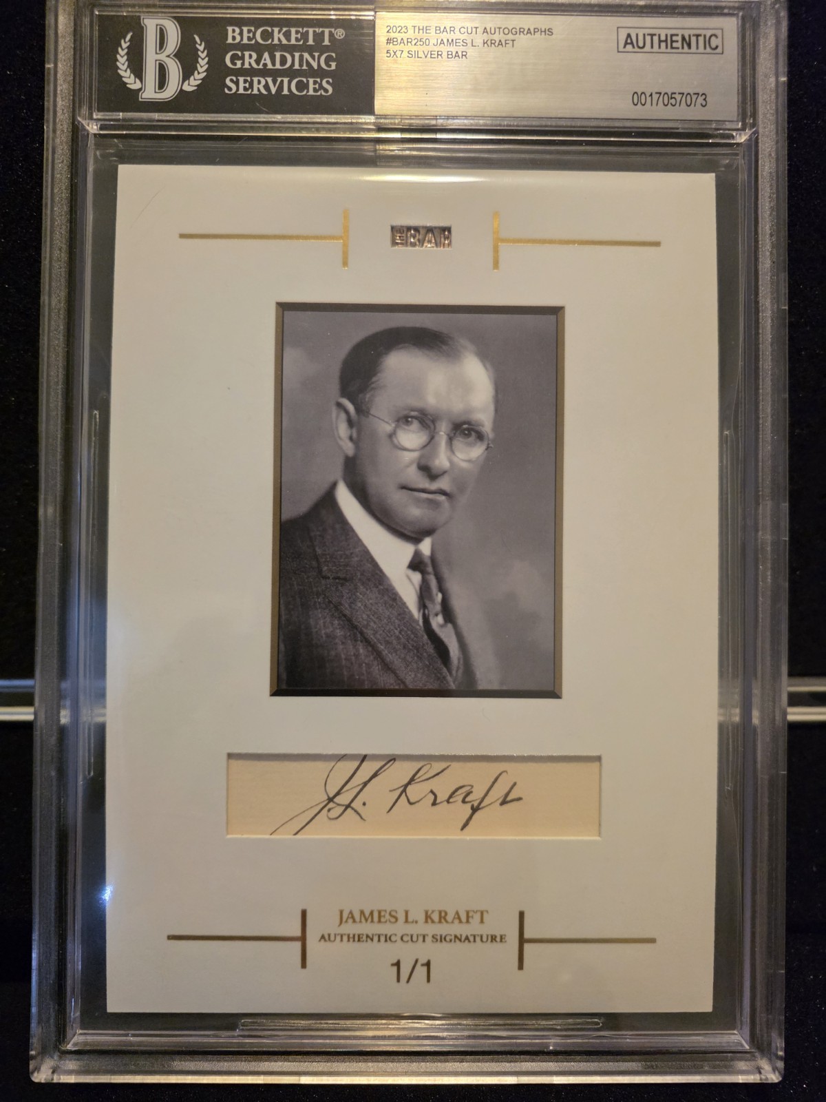 2023 Super Break The Bar Cut Autograph of James L. Kraft - BGS Authenticated 1/1 2023 Super Break The Bar Cut Autograph of James L. Kraft - BGS Authenticated 1/1