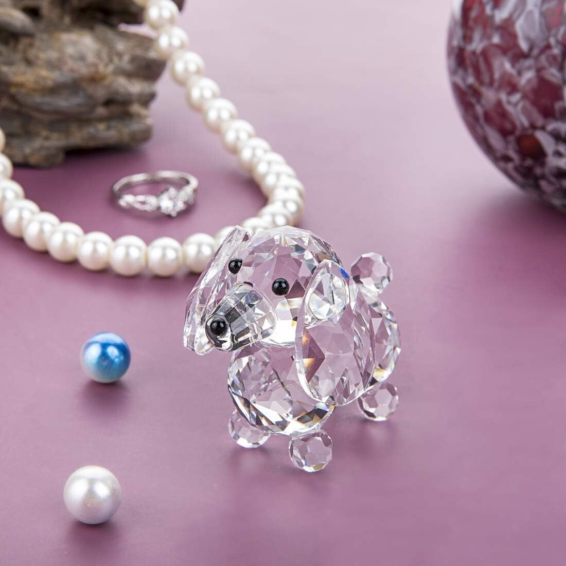 H&D Crystal Cute Dog Figurine Collection Cut Glass Statue 1.2*0.6*1.8 inch 