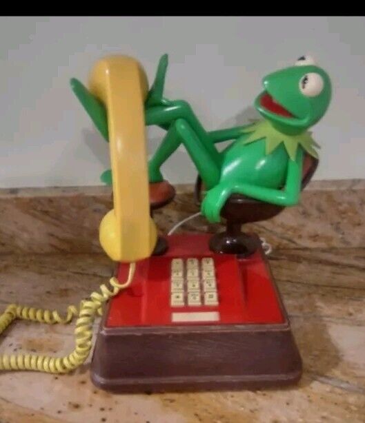 Vtg Kermit the Frog Push Button Landline Phone 1983 Jim Henson Muppets