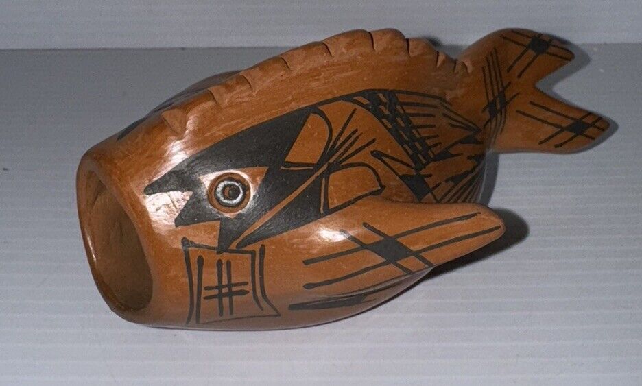 Vintage Marta Gonzalez Mexican Fish Figurine Signed Pottery Clay Folk Art