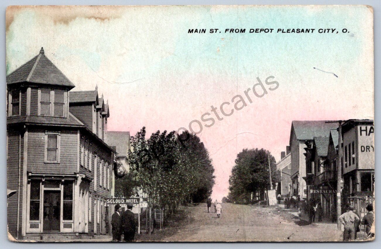 K50/ Pleasant City Ohio Postcard c1910 Guernsey County Main St Stores 503 K50/ Pleasant City Ohio Postcard c1910 Guernsey County Main St Stores 503
