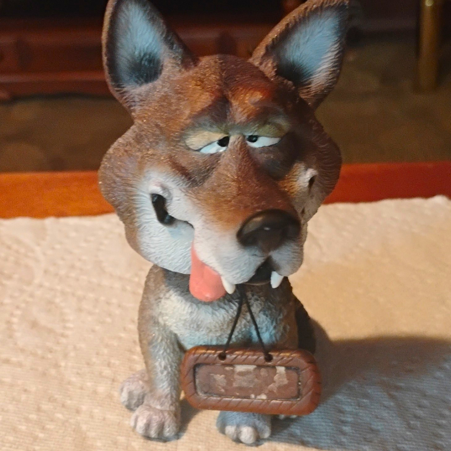  Vintage SWIBCO Wolf Bobblehead Figurine Moving Head Tongue Out Resin BHA-25 UPC