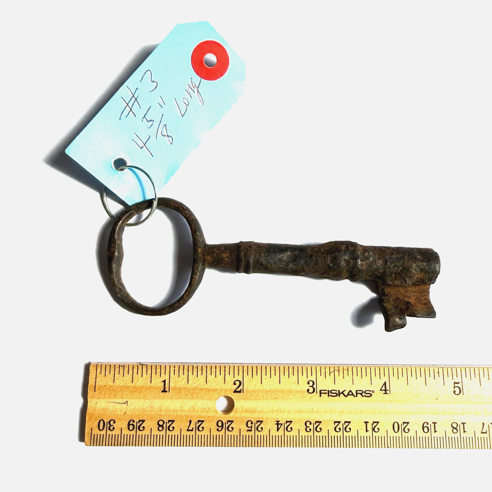 Antique 18th/19th C. Hand Forged Wrought Iron Gate Key-Heavy Skeleton Key 4 5/8