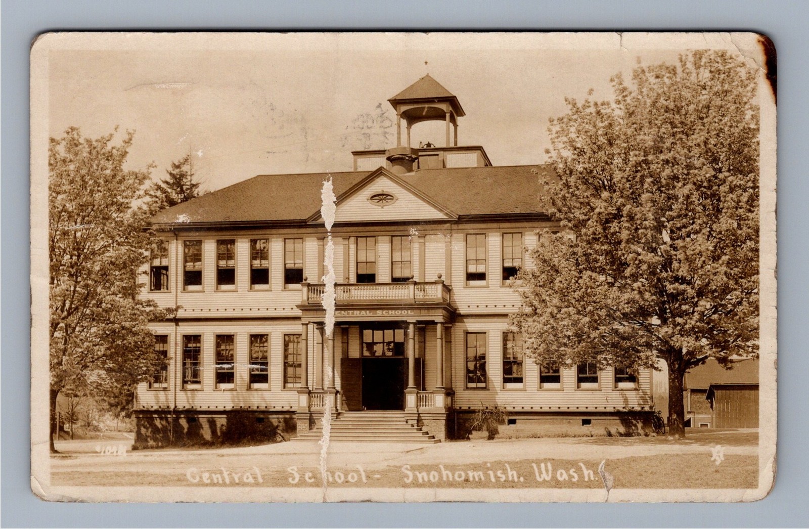 RPPC Central School Snohomish WA Washington Real Photo Postcard 1921 Postmark