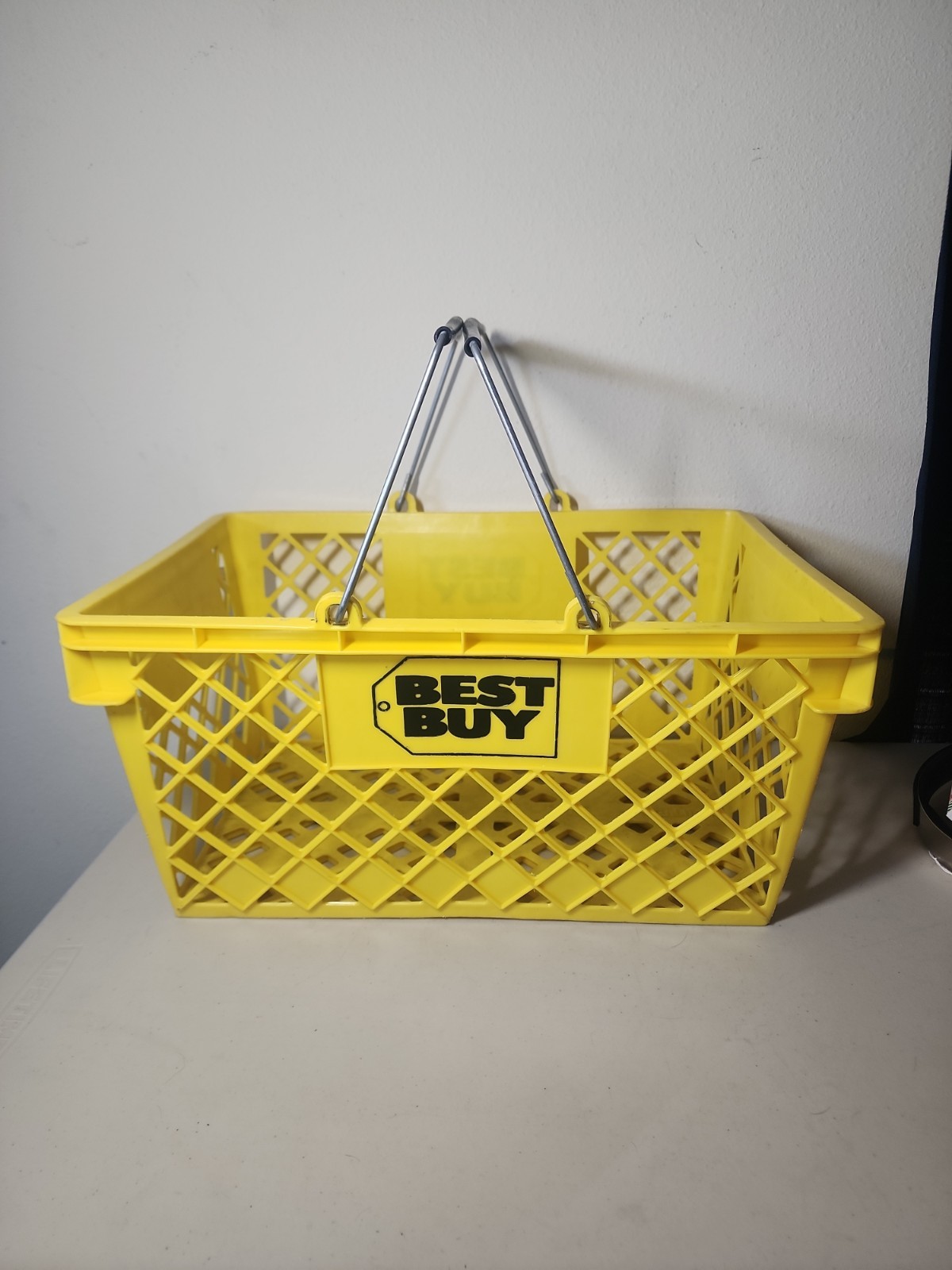 Vintage Best Buy Shopping Hand Basket Plastic Store Carry Rare Wire Handle 