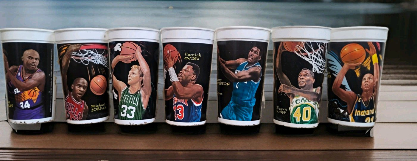 McDonald\'s NBA Looney Tunes All-Star Showdown Plastic Cups 1995 White/Multicolor