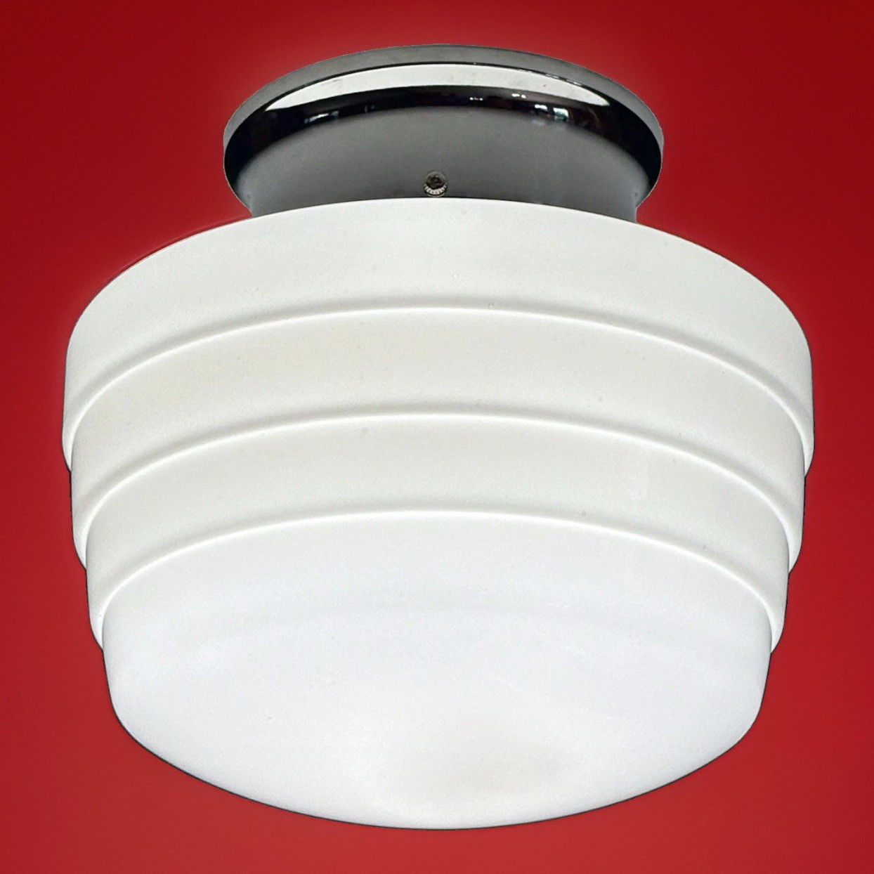 Antique/Vintage  1920’s-1930's Art Deco Nouveau White Milk Glass Light Fixture