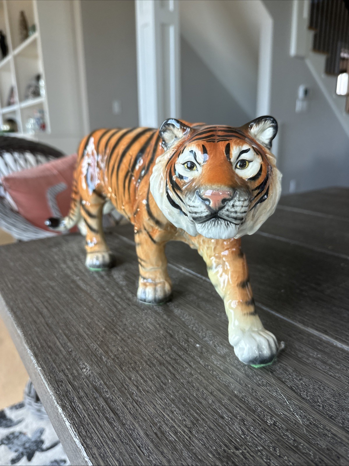GOEBEL PORCELAIN BENGAL TIGER FIGURINE 18” LENGTH WEST GERMANY BEAUTIFUL 
