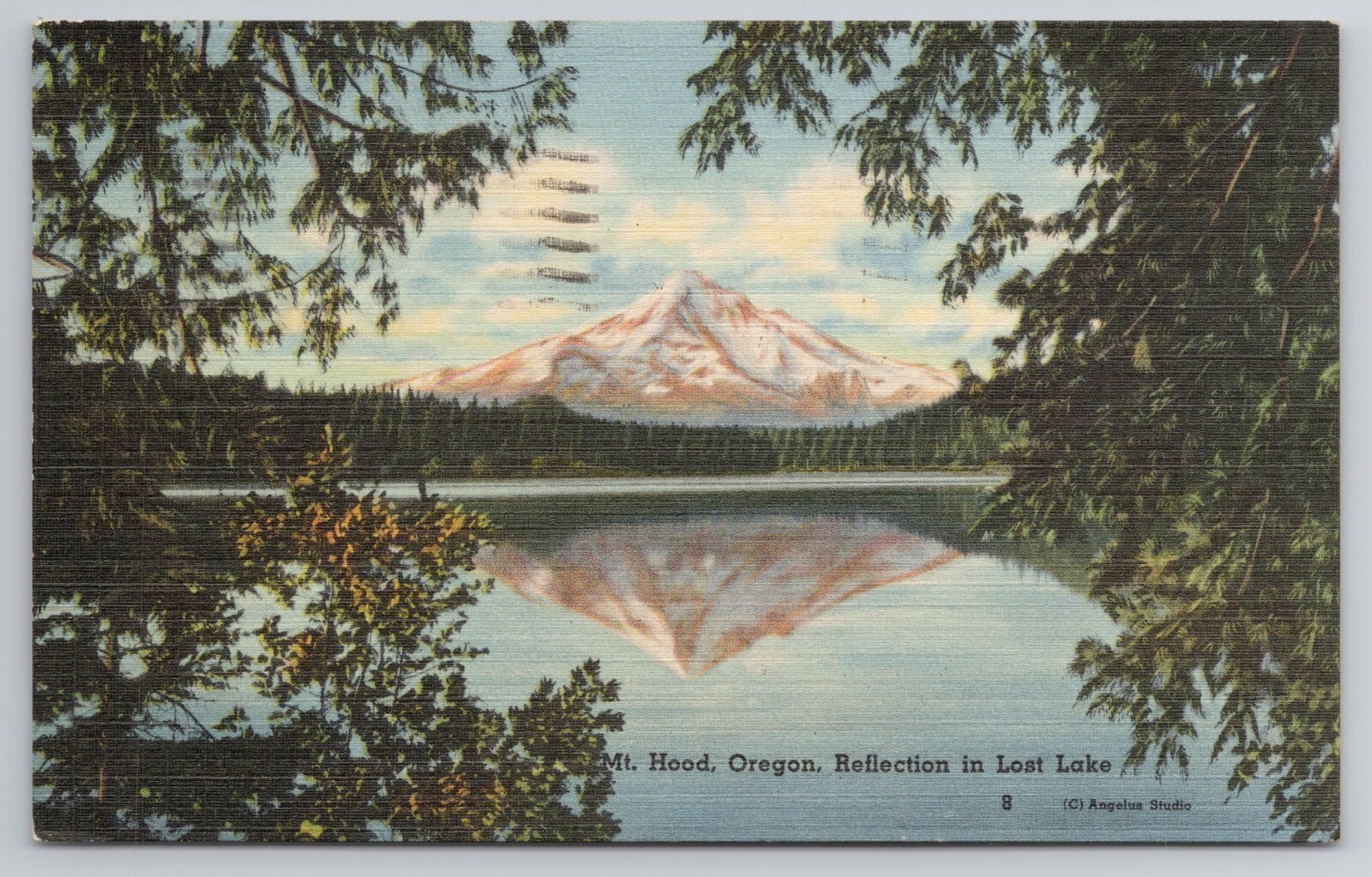 1949 Postcard  Mt Hood Oregon Reflection In Lost Lake