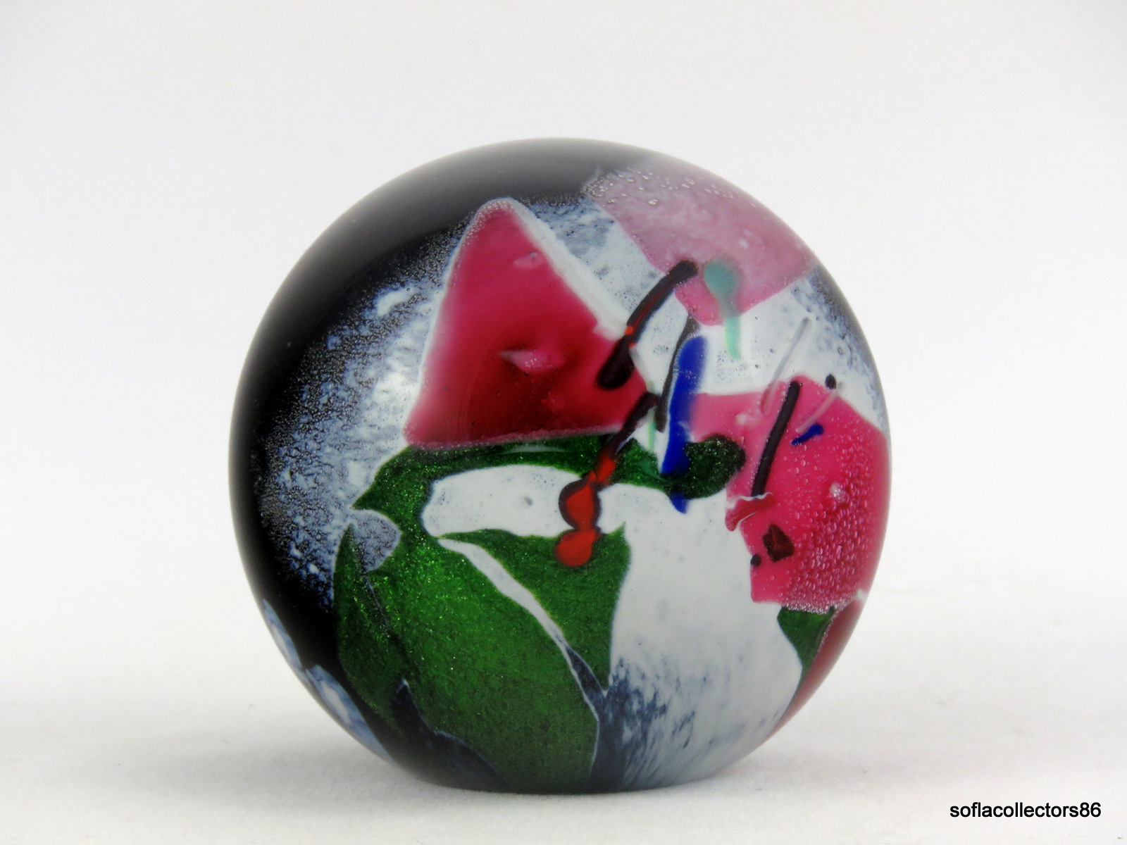 Glass Eye Studio Abstract Pattern Studio Art Glass Paperweight Signed Dated 1986