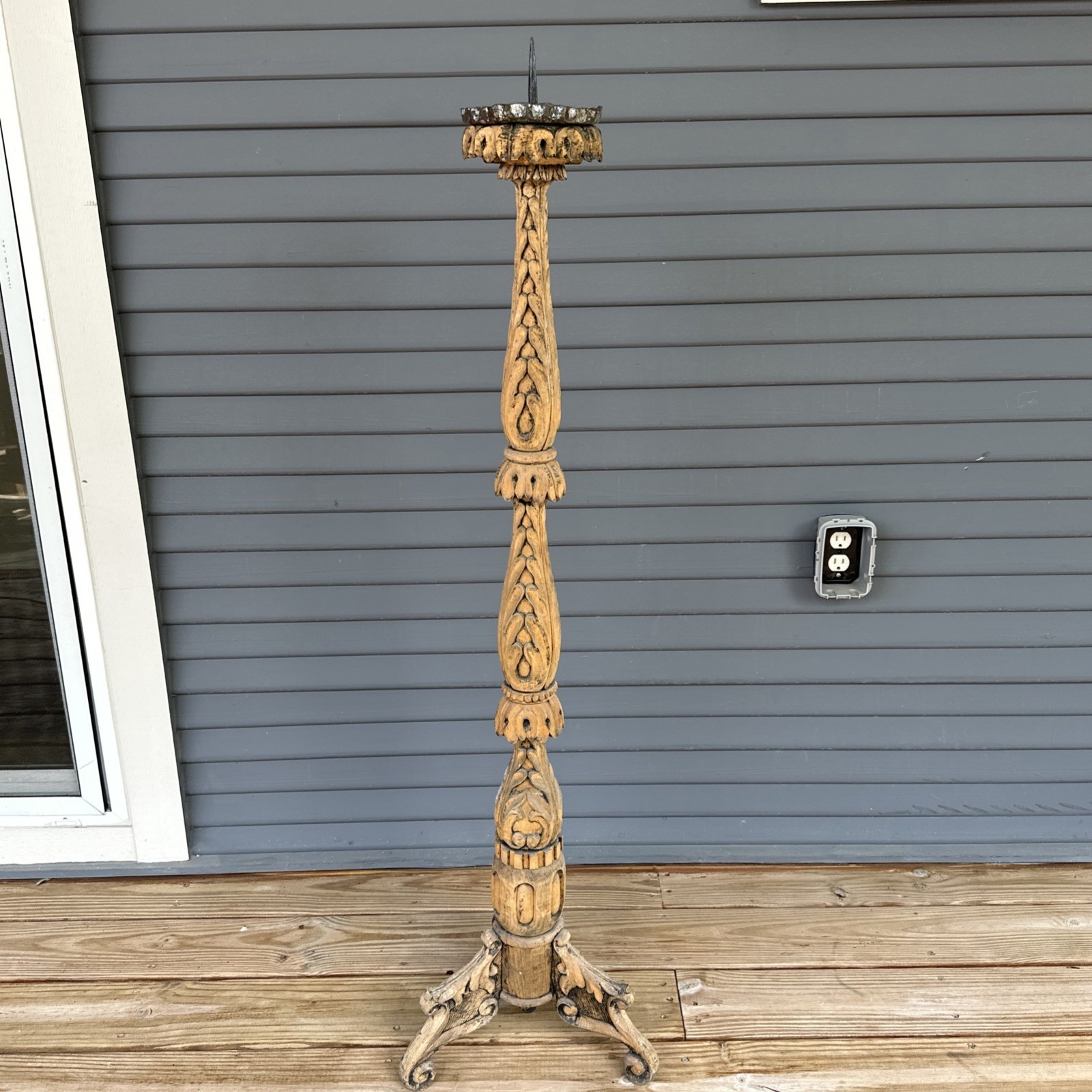17th century Italian Wood floor candle, Over 4ft Tall 17th century Italian Wood floor candle, Over 4ft Tall
