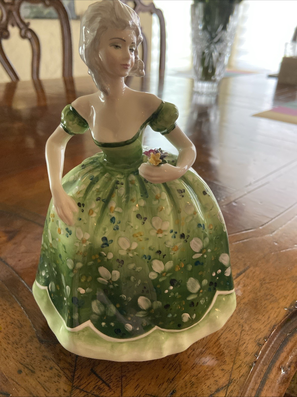 Coalport Bone China Figurine “Blanche”  Perfect Condition w Green Dress 8” high