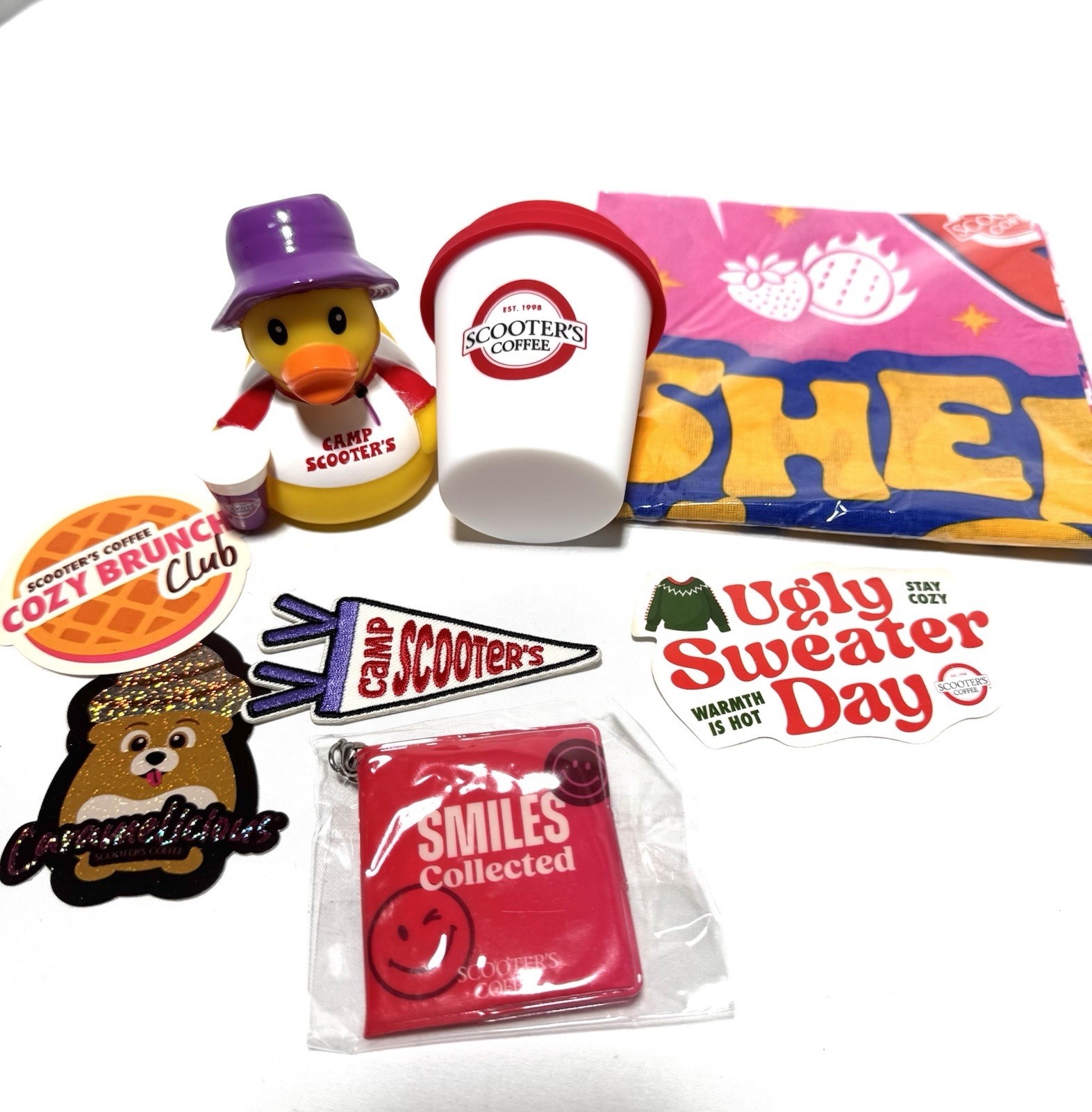 Scooter’s Coffee Pup Cup Club Silicone 3.5oz Bandana Patch Sticker Ducky Merch 2
