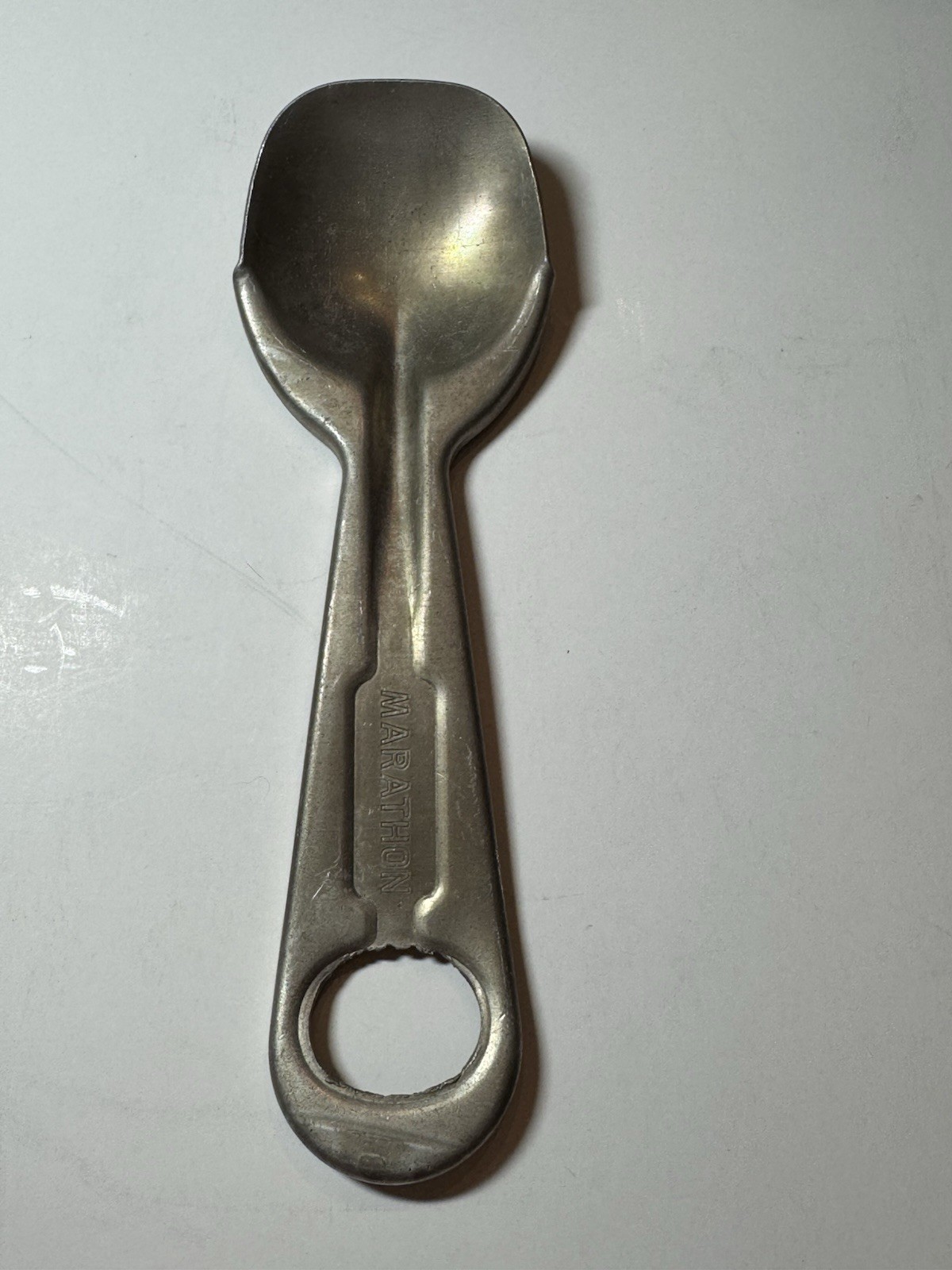 Vintage Marathon Aluminum Ice Cream Shortening Scoop Bottle Opener 8”